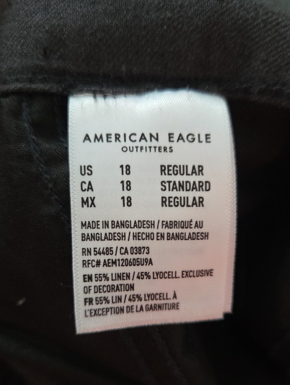 NWT American Eagle Wide-Leg Black Linen Blend Trouser - Picture 8 of 8
